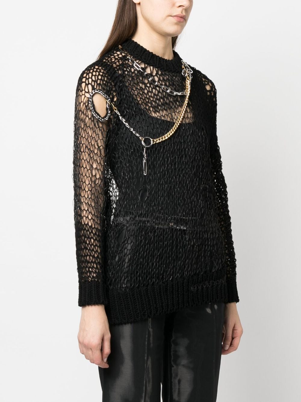 Shop Junya Watanabe Long-sleveeved Knitted Top In Schwarz