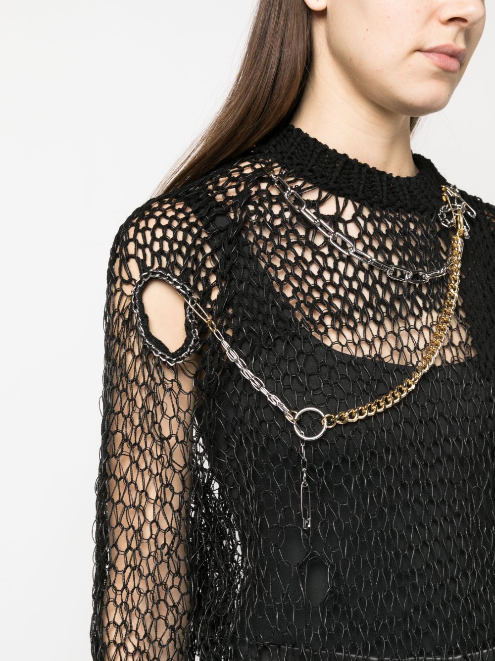 Shop Junya Watanabe Long-sleveeved Knitted Top In Schwarz