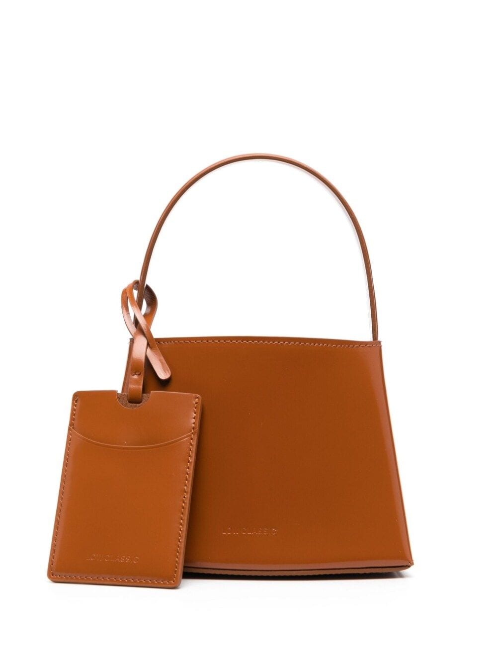Low Classic Mini Embossed-logo Curve Tote Bag In Brown