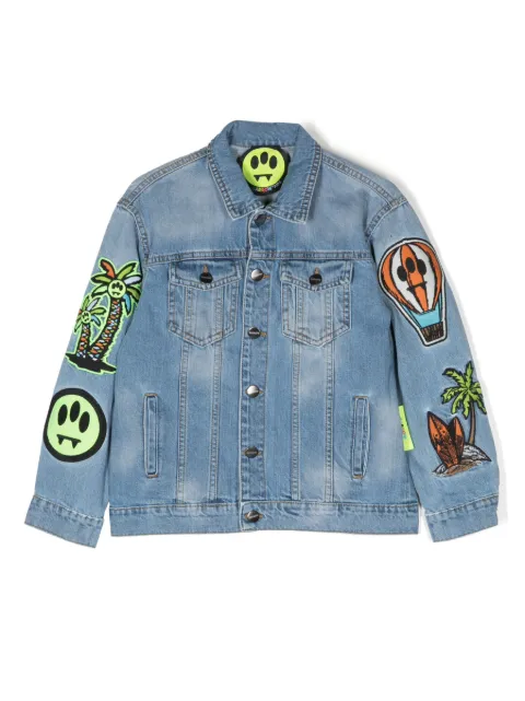 Barrow kids embroidered patch denim jacket