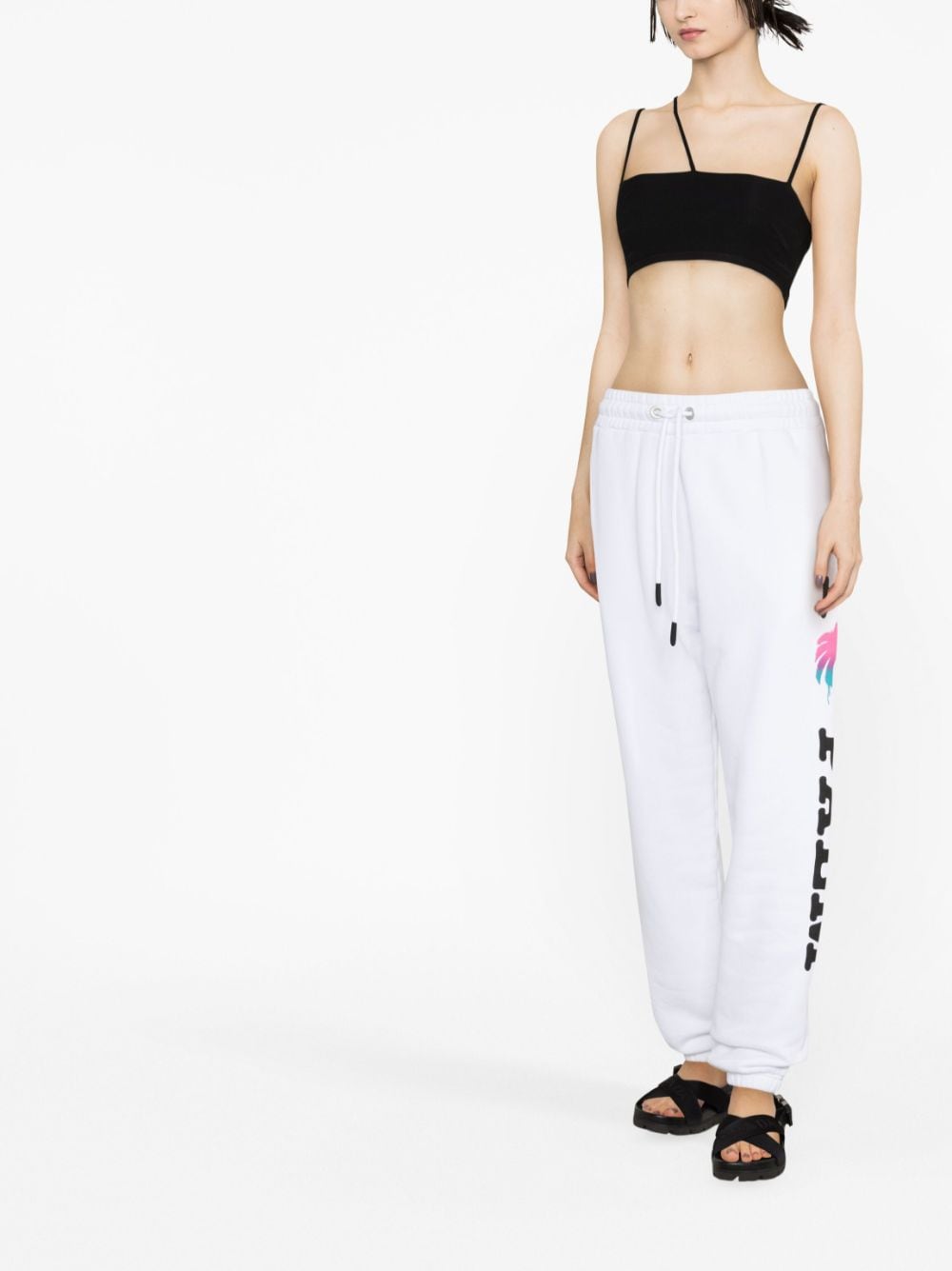 Shop Palm Angels Logo-print Cotton Track Pants In Weiss