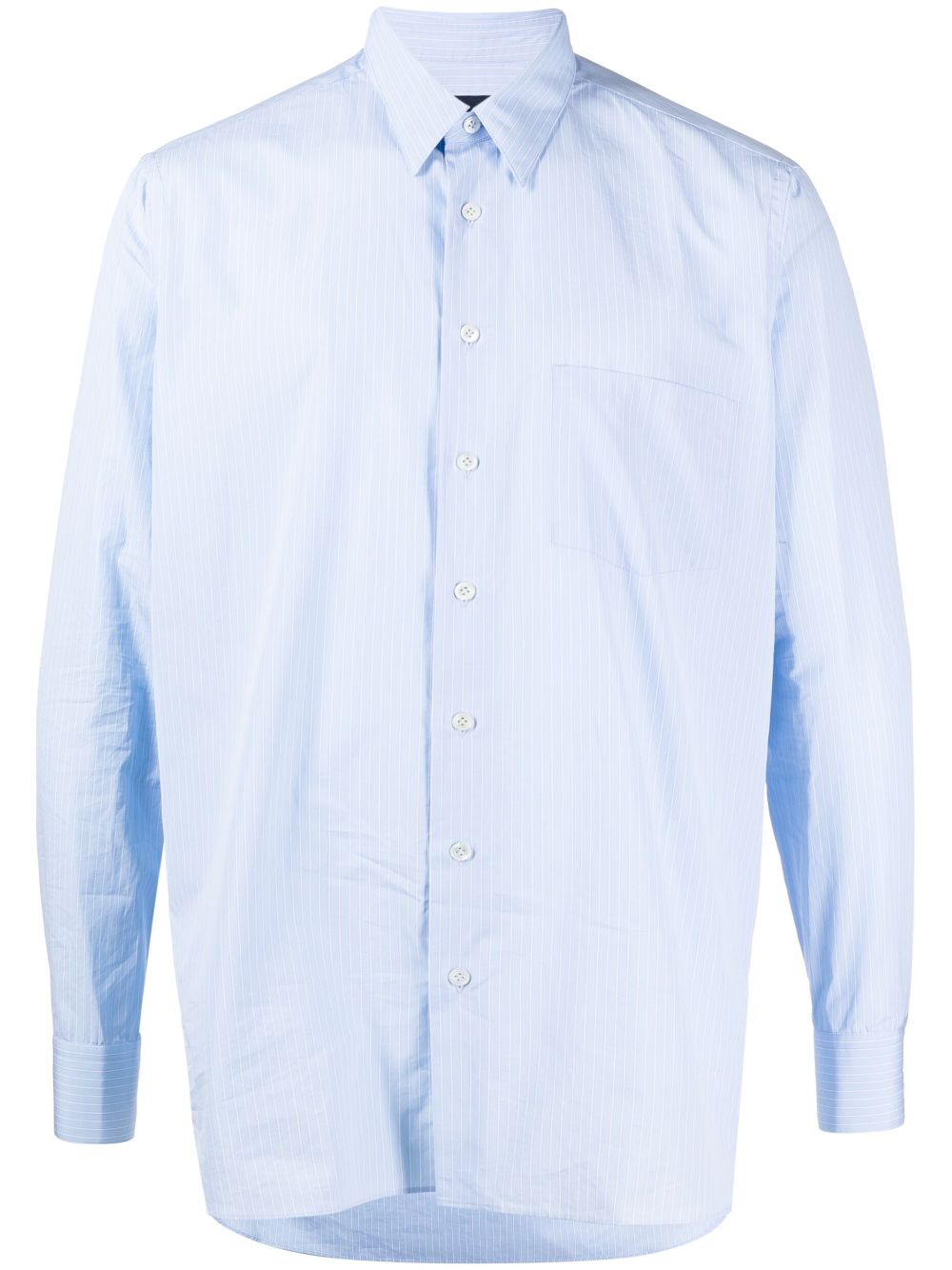 Lardini Pinstripe-print Cotton Shirt In Blau