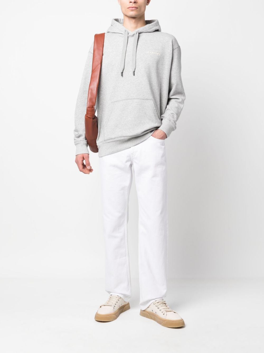 Shop Marant Embroidered-logo Drawstring Hoodie In Grau