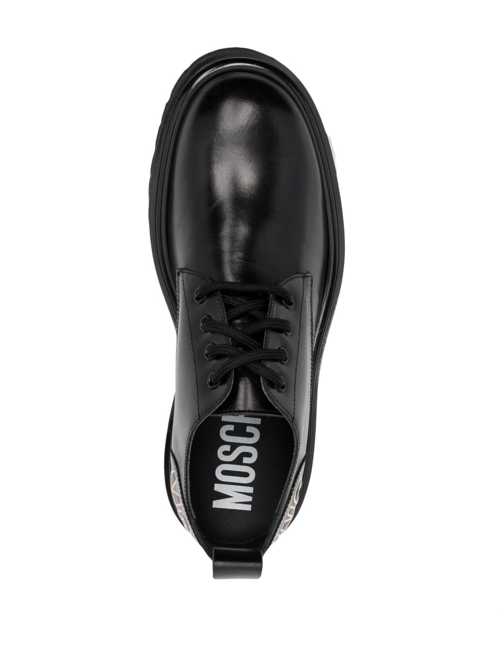 Shop Moschino Logo-print Lace-up Leather Boots In Black