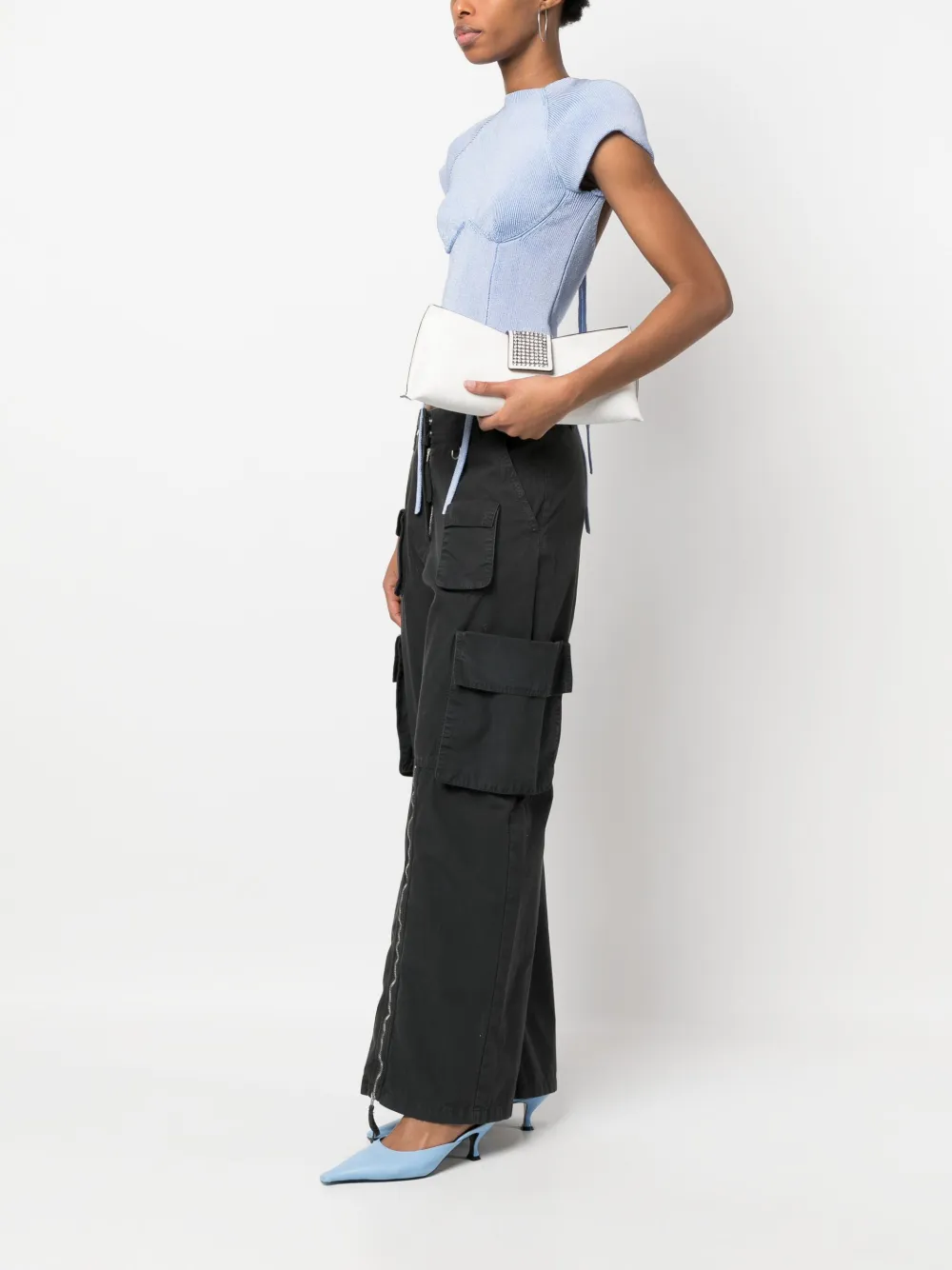 Manu Atelier Clutch verfraaid met kristallen - Wit