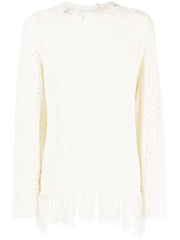 White outlet fringe jumper