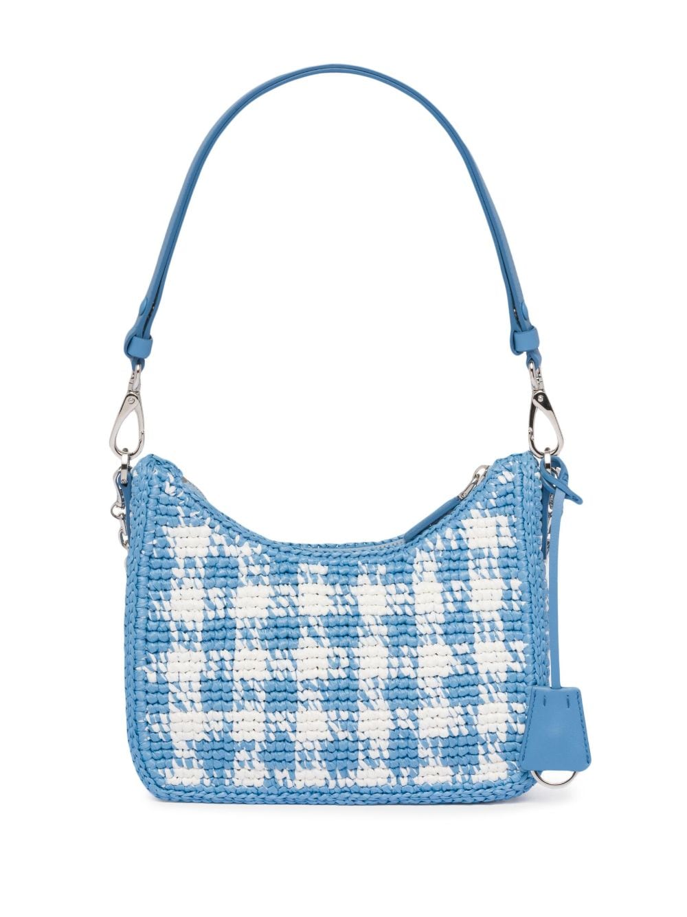 Shop Prada Re-edition Crochet-knit Mini Bag In Blue
