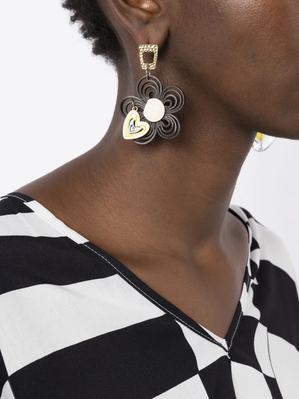 Amir Slama Heart-charm Drop Earrings In Multicolour