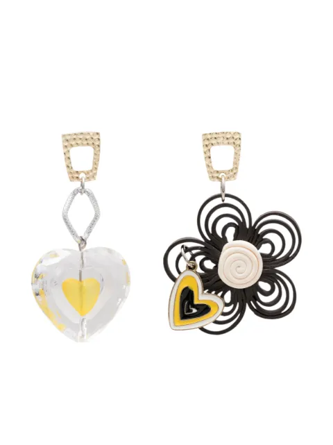 Amir Slama heart-charm drop earrings