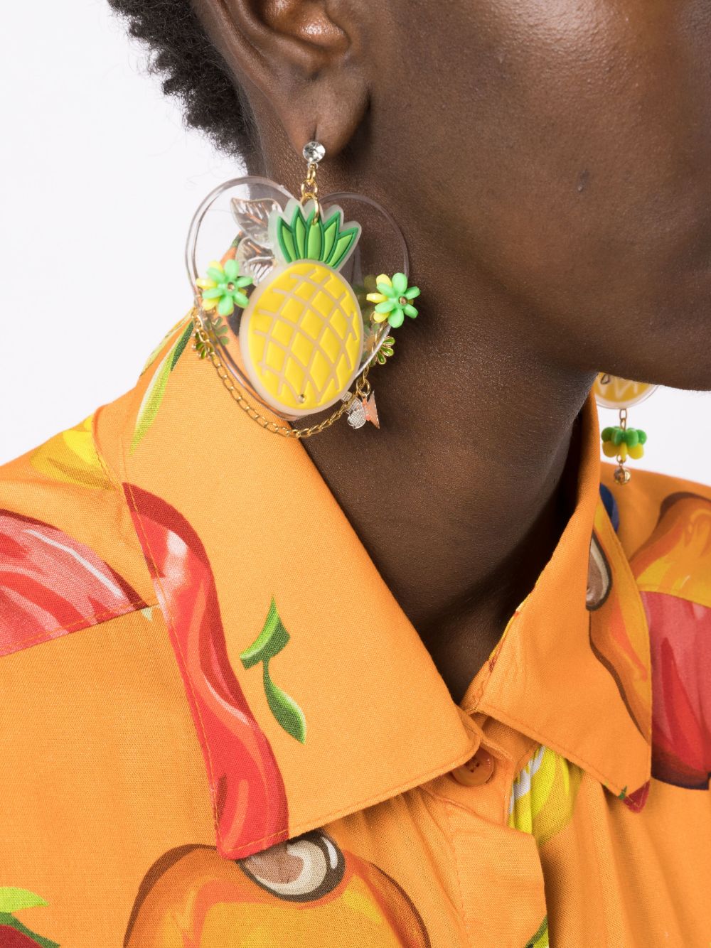 Shop Amir Slama Pineapple Drop Earrings In Yellow