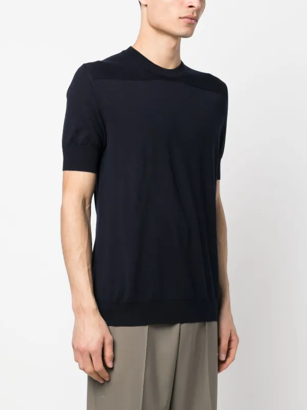 Jil Sander Wool short-sleeve T-shirt | Blue | FARFETCH CA