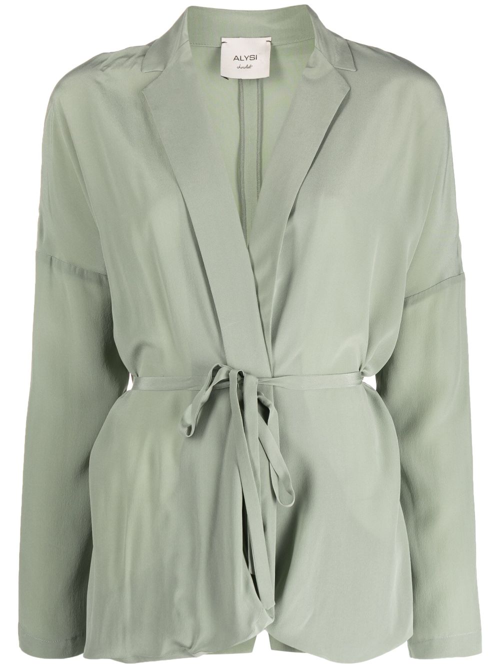 Alysi tied-waist single-breasted silk blazer - Green