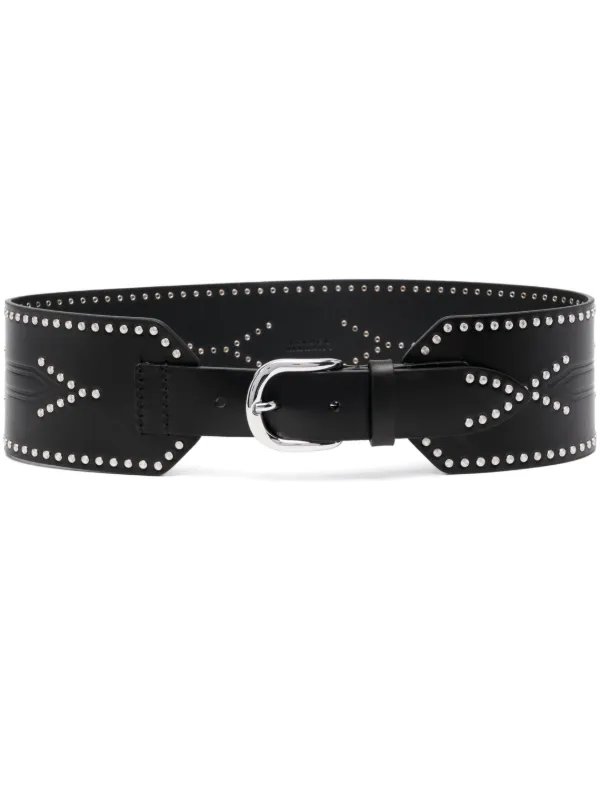 Black Hammered Studded Leather Women’s Belt M Black Hammered Studded Leather Women main image 4