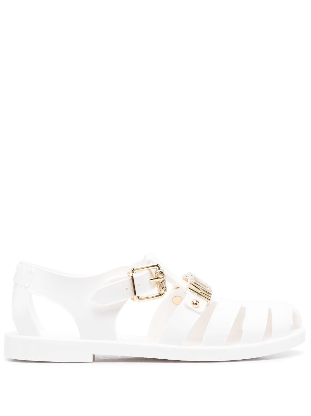 Shop Moschino Logo-lettering Jelly Sandals In Weiss