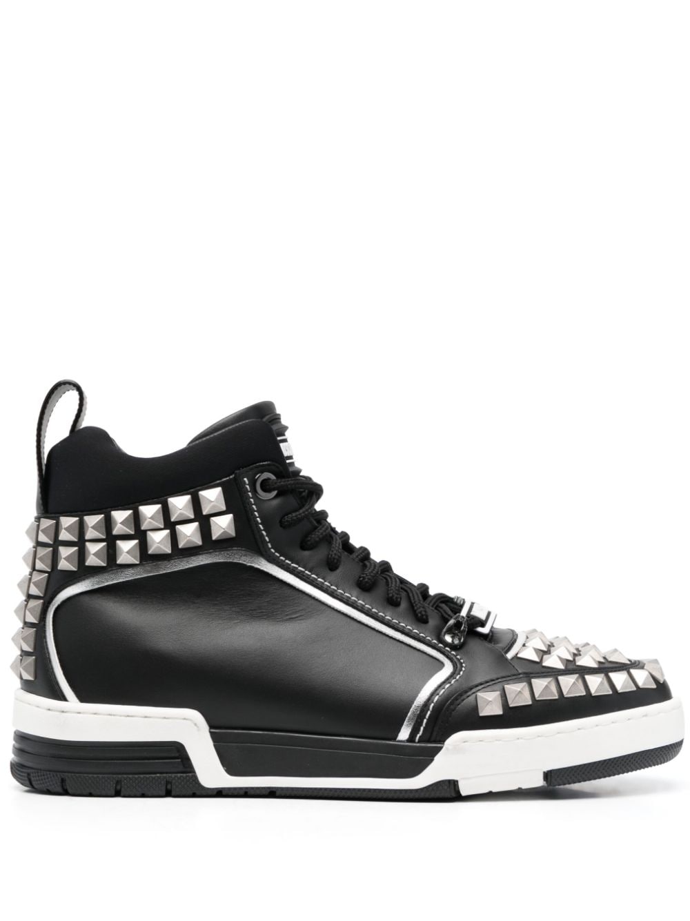 Moschino Stud-embellished High-top Sneakers In Black