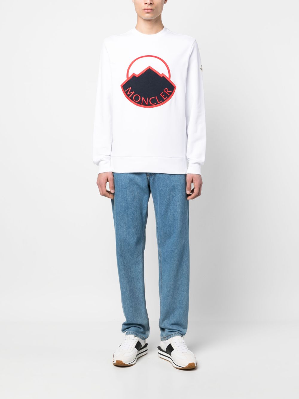 Moncler Sweater met geborduurd logo - Wit