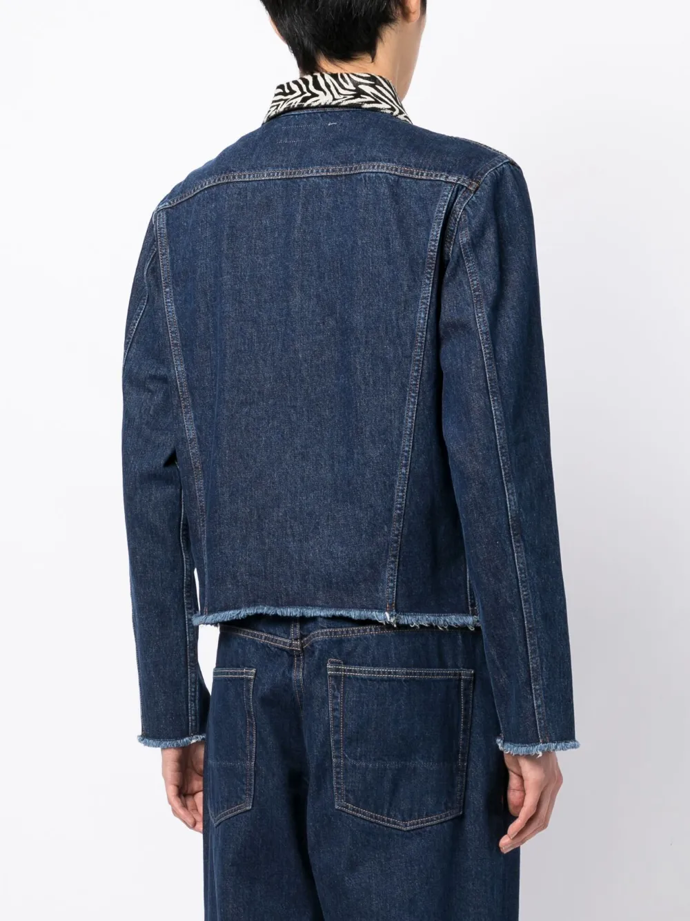 Bluemarble Navy Zebra Yokes Denim Jacket In Blau ModeSens