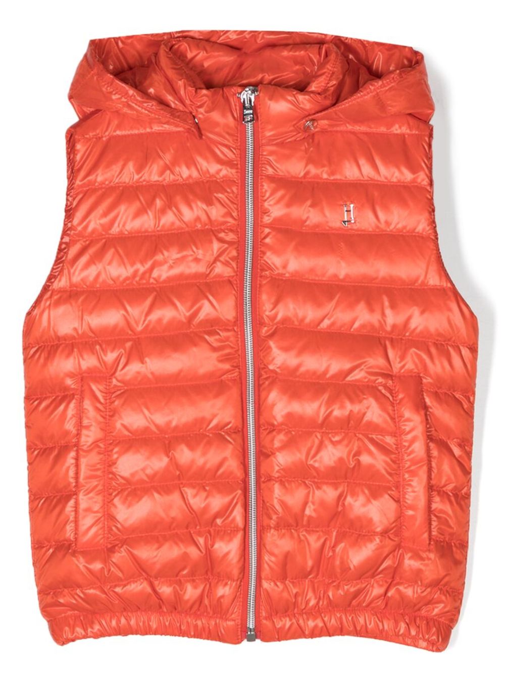 Herno Kids' Logo-plaque Hooded Gilet In Red