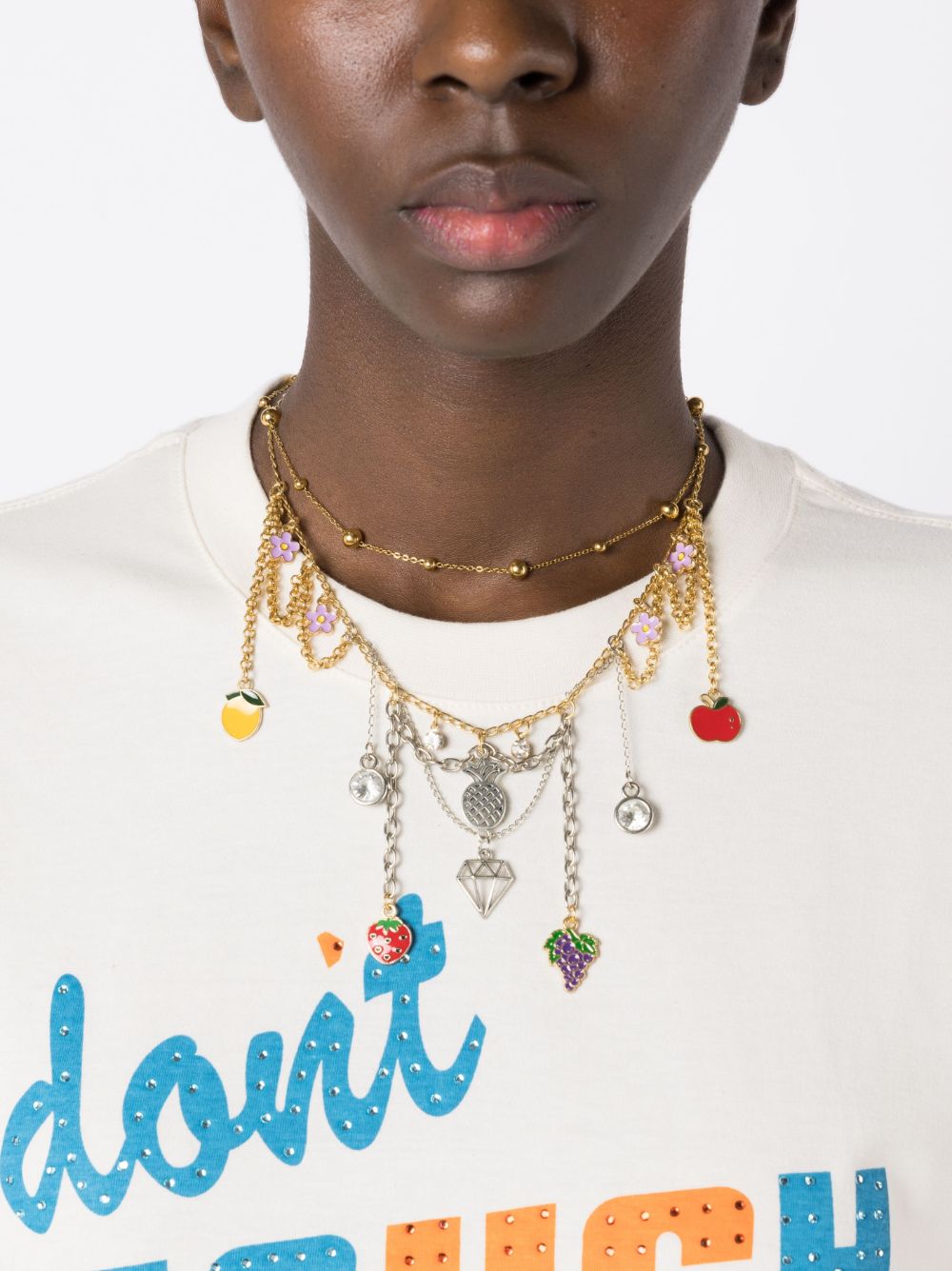 Shop Amir Slama Charm-detail Multi-chain Necklace In Gold