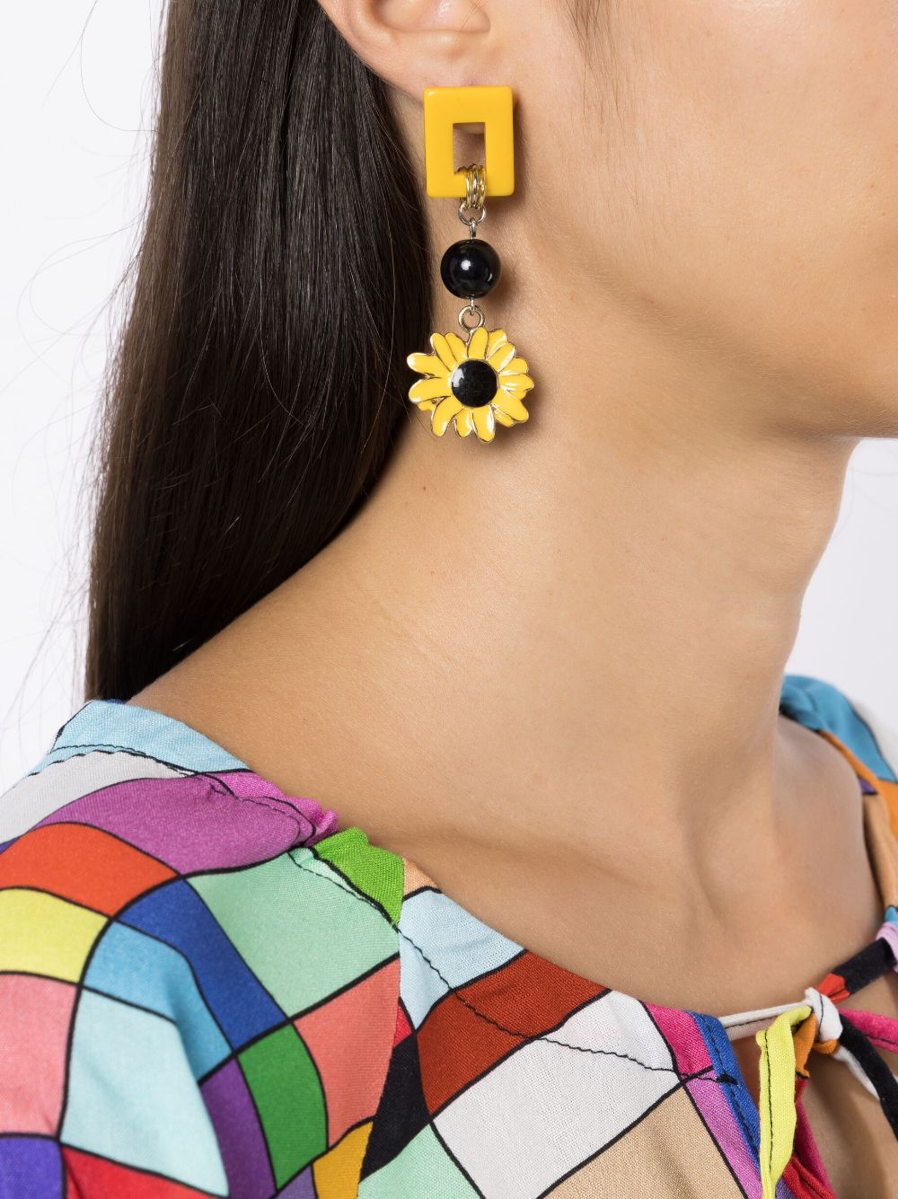 Shop Amir Slama Asymmetric Drop Earrings In Yellow