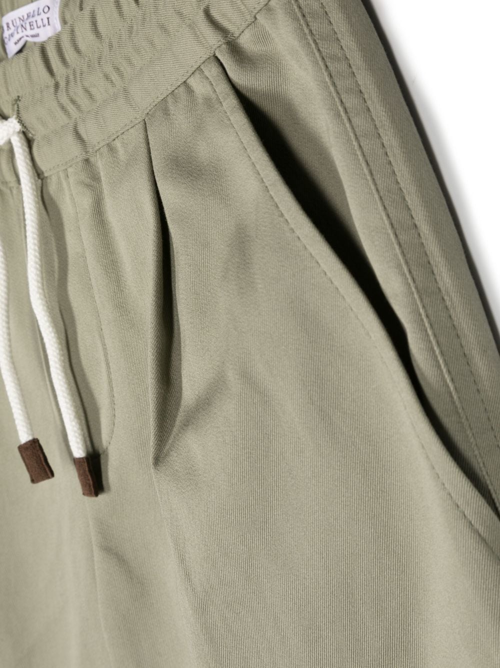 Shop Brunello Cucinelli Drawstring-waist Cotton Shorts In Green