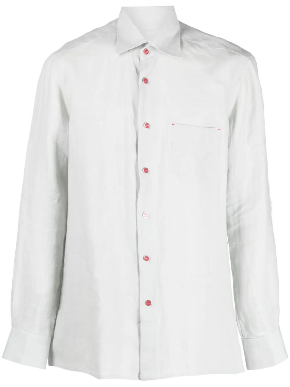Kiton contrast-button long-sleeve shirt - Grey