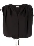 Veronique Leroy draped-shoulder cropped top - Brown