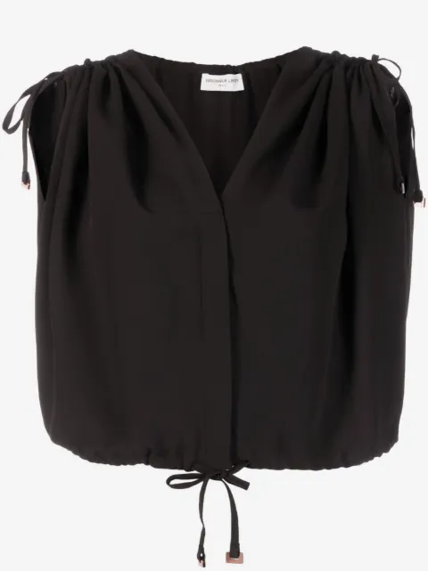 Veronique Leroy draped-shoulder cropped top