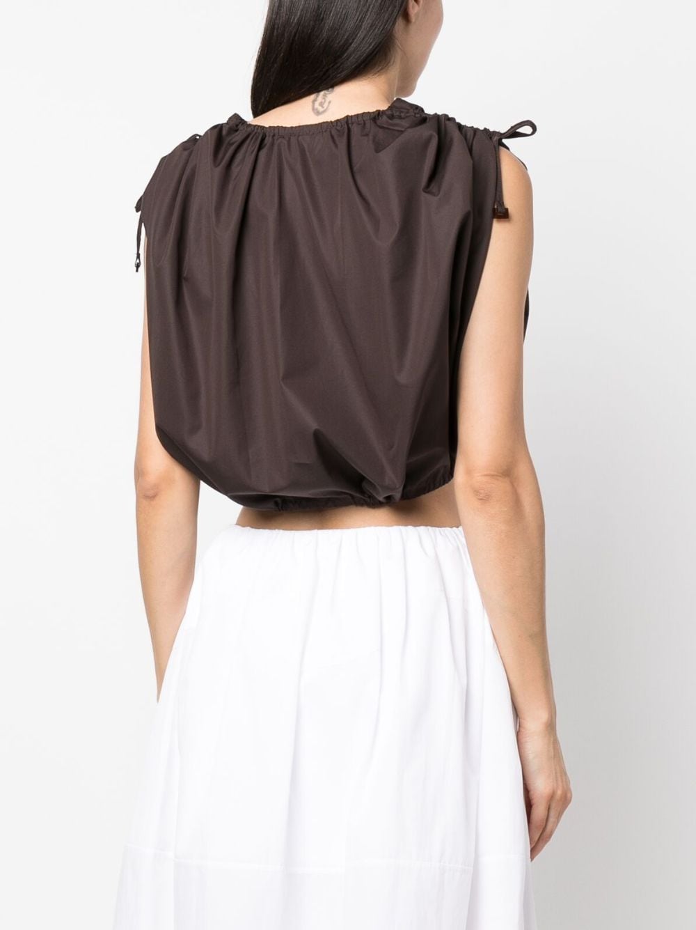Shop Veronique Leroy Draped-detailing Cropped Top In Brown
