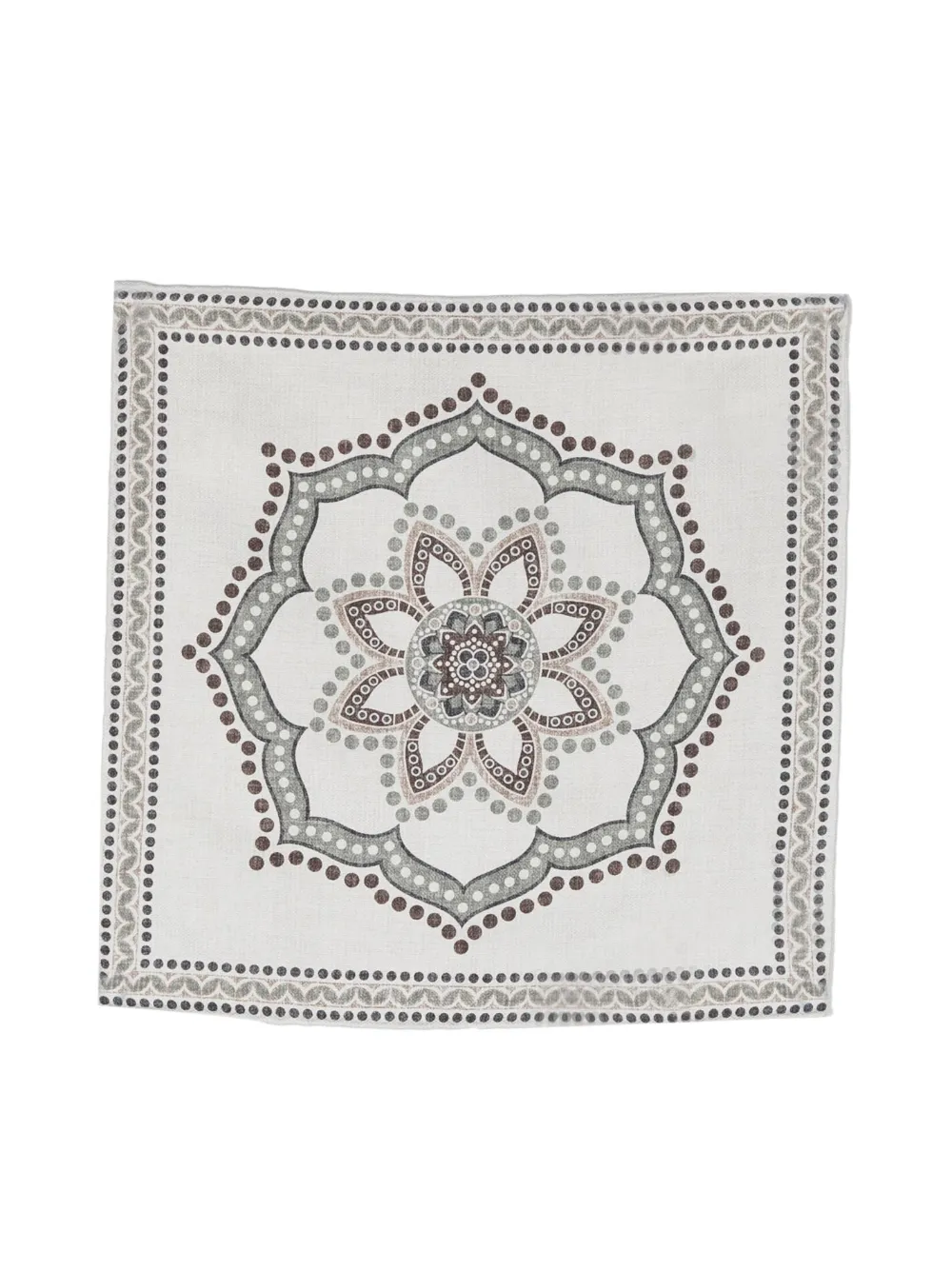 Brunello Cucinelli mandala pattern silk pocket square | Neutrals | Image 1