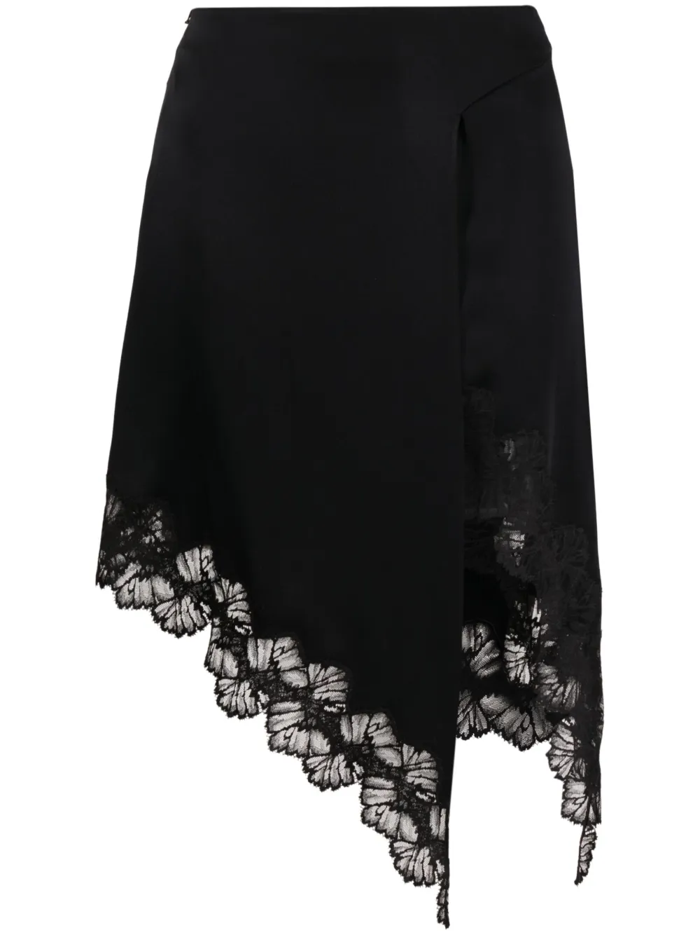 Stella Mccartney Lace-trim Asymmetric Midi Skirt In Black