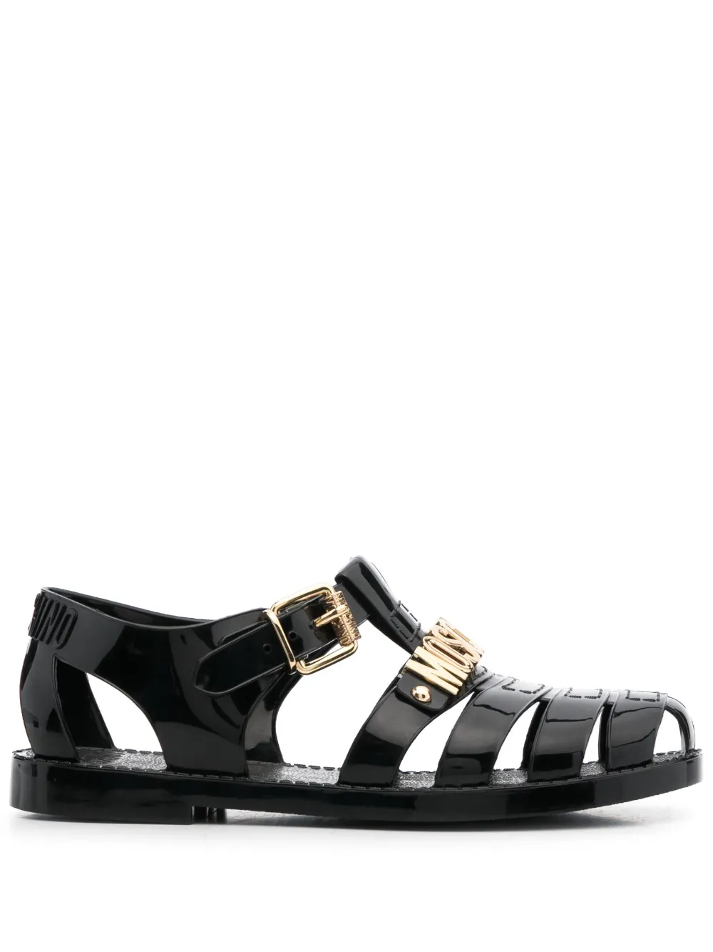 Moschino Jelly Sandal With Lettering Logo In Schwarz