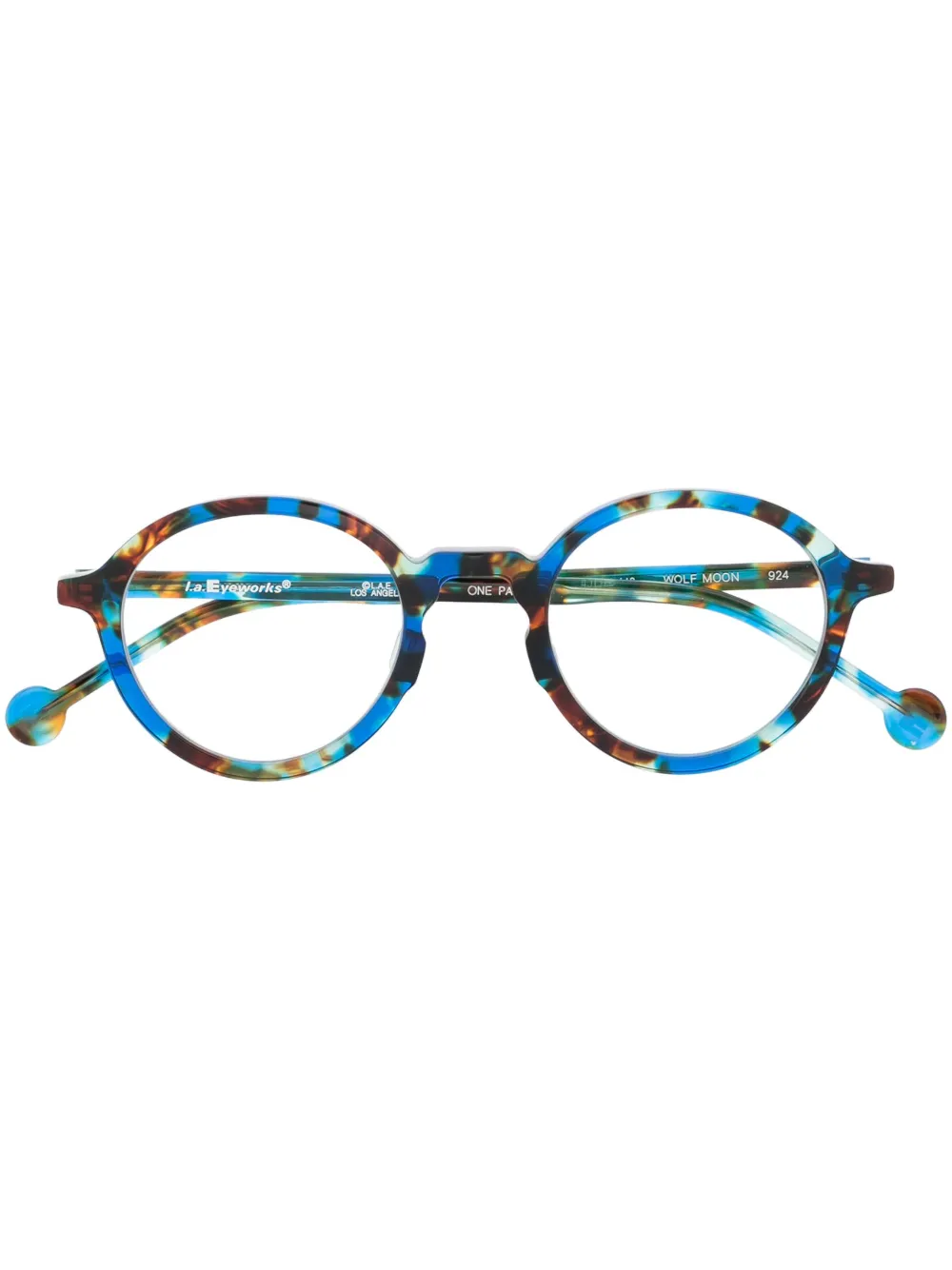 L.A. EYEWORKS tortoiseshell-effect round-frame glasses | Blue | Image 1