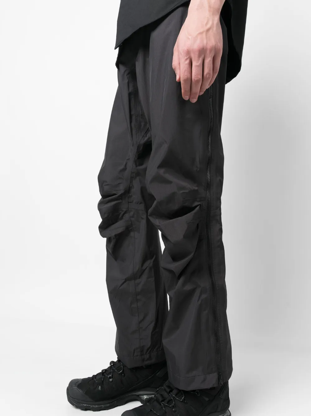 Shop Gr10k Arc Gathered-detail Trousers In Grey