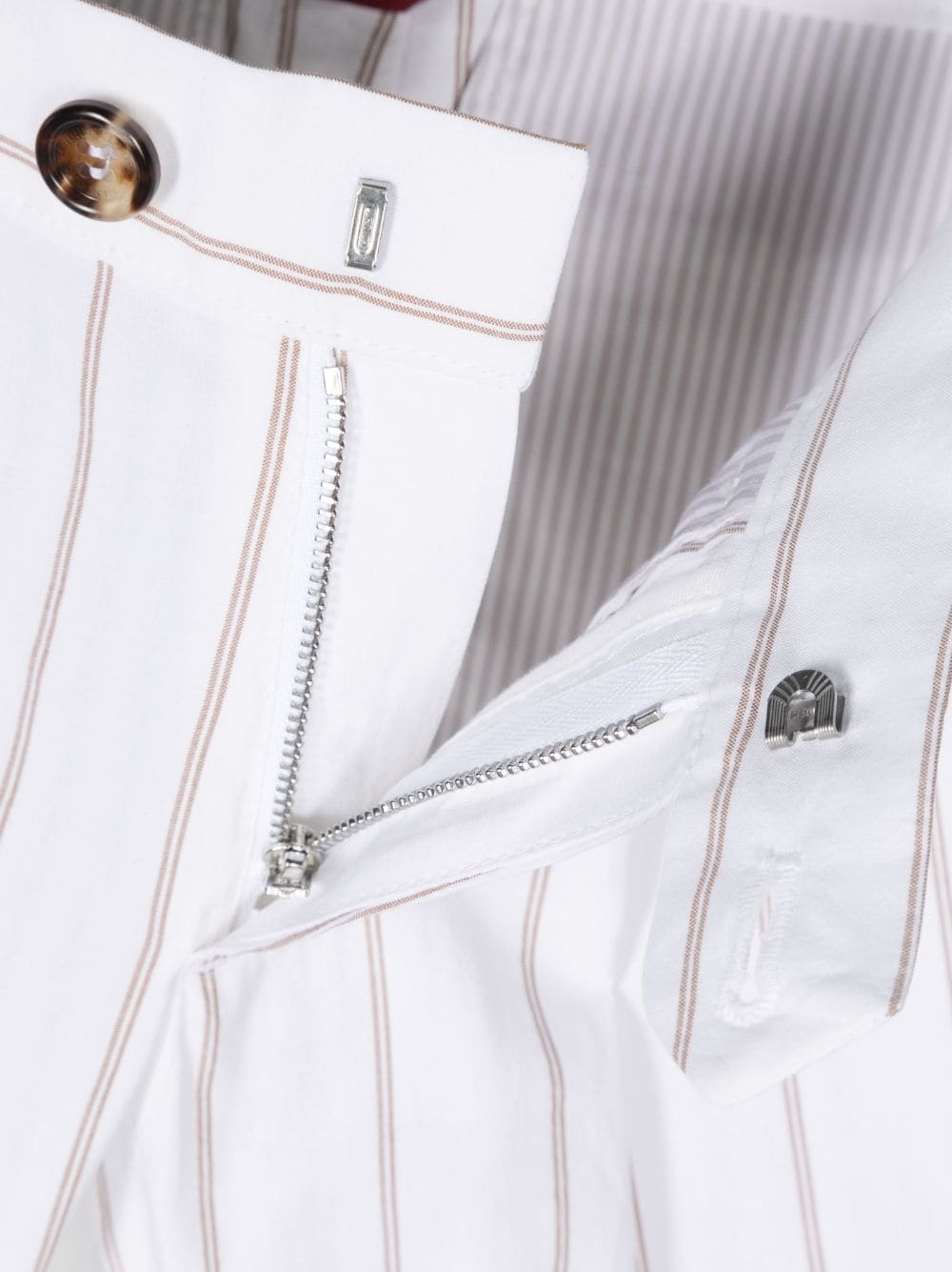 Shop Brunello Cucinelli Pinstripe Cotton Trousers In White