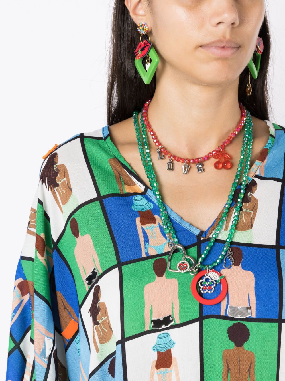Shop Amir Slama Beaded Necklace Set In Multicolour