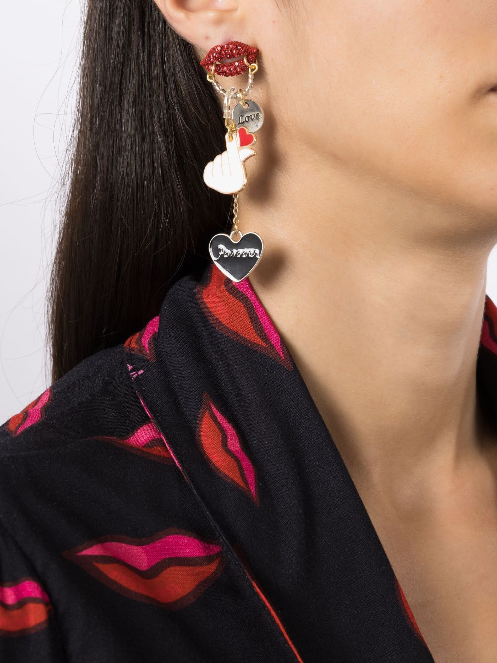 Shop Amir Slama Heart-charm Drop Earrings In Multicolour