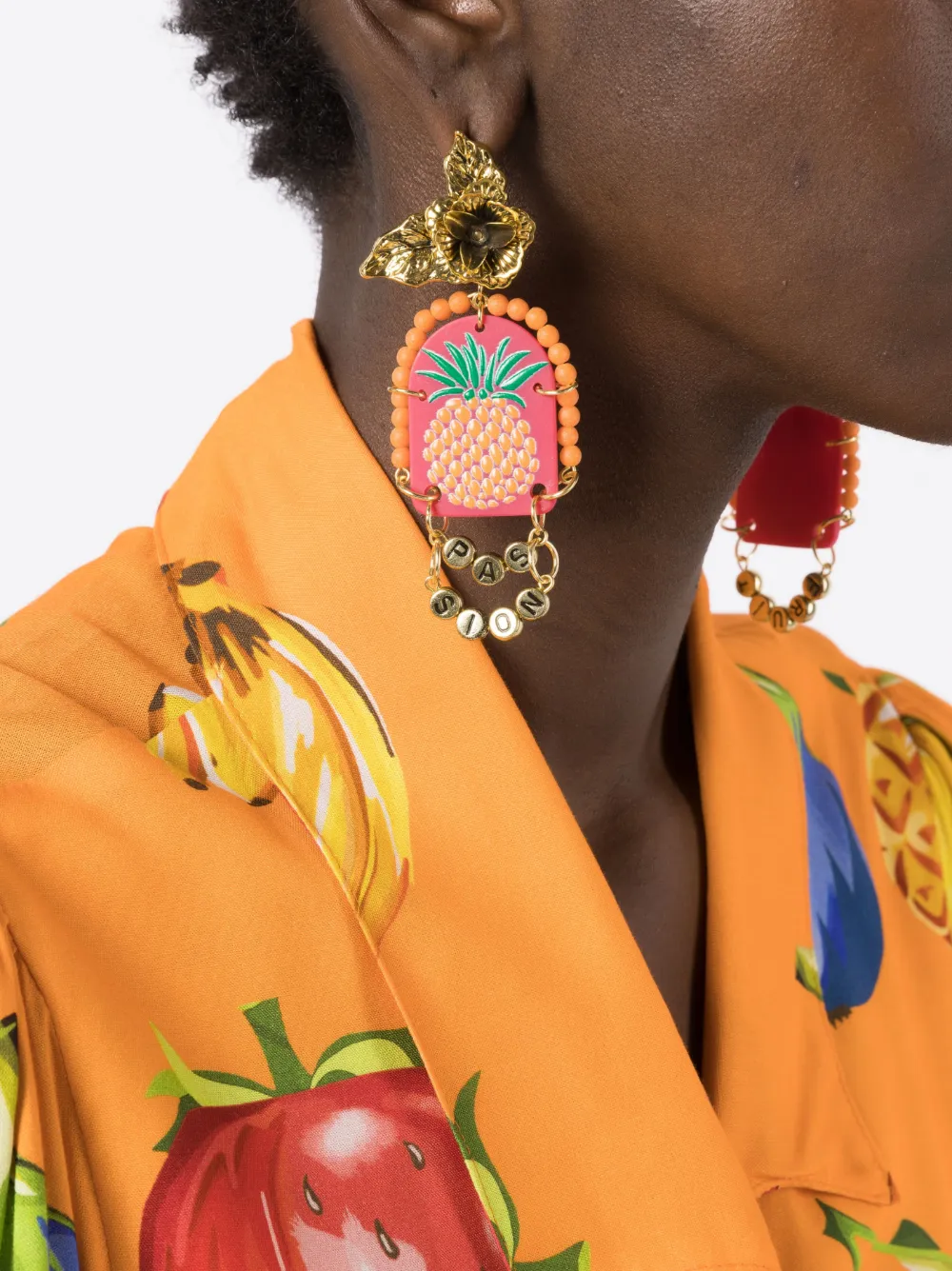 Shop Amir Slama Pineapple-motif Drop Earrings In Multicolour