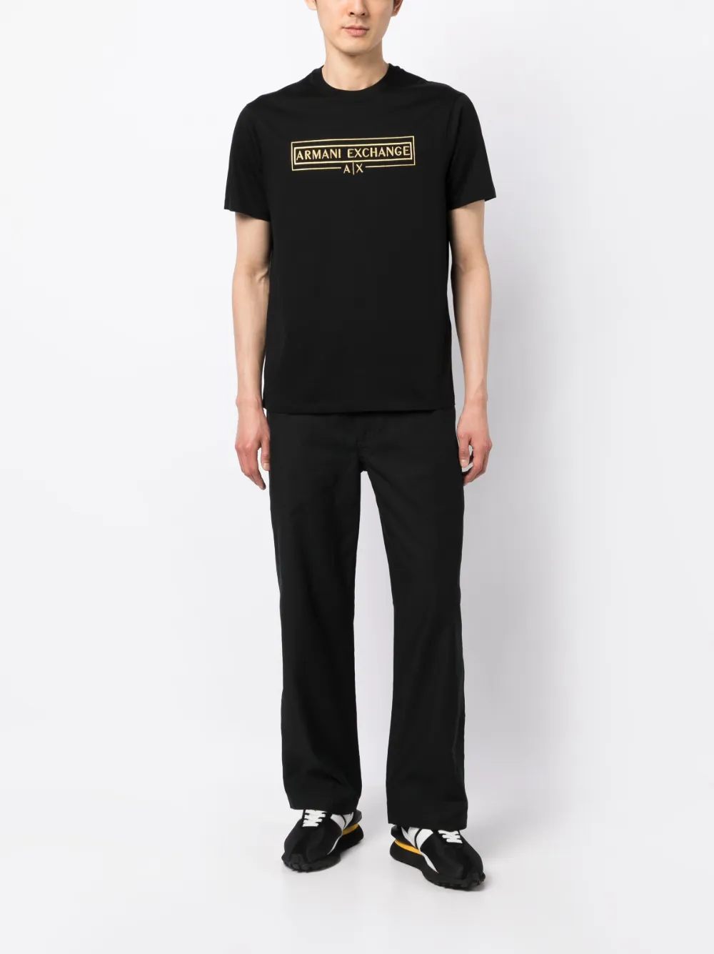 Armani Exchange T-shirt met metallic-effect - Zwart