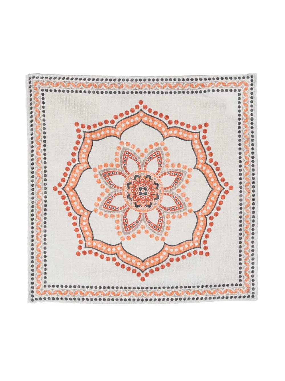 Brunello Cucinelli mandala pattern silk pocket square | Neutrals | Image 1