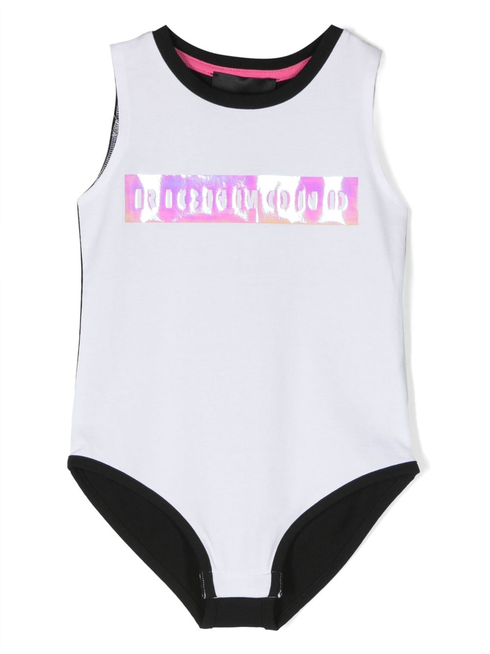 John Richmond Junior Iridescent Logo-print Bodysuit In White