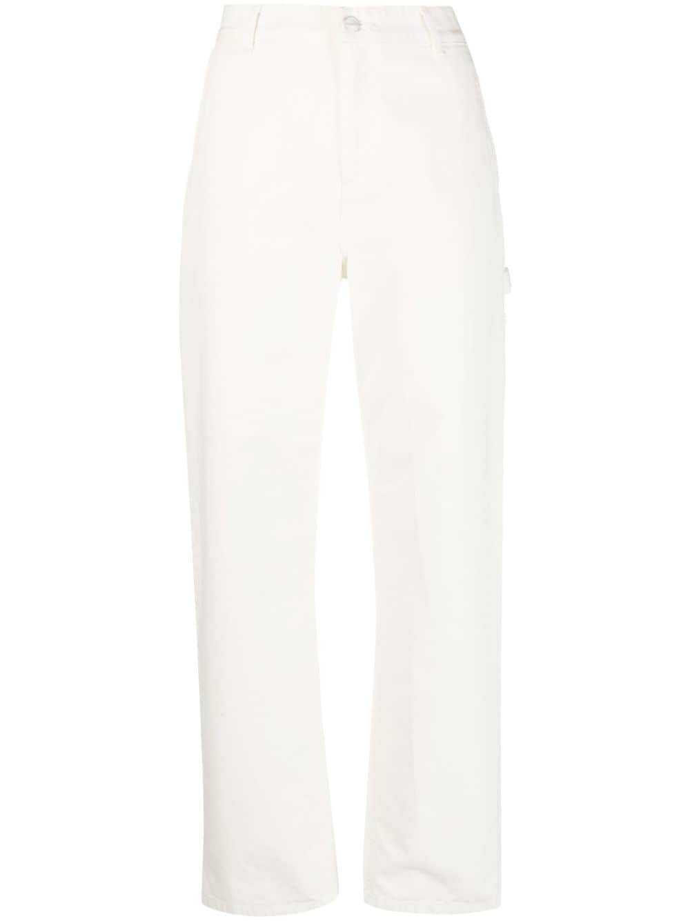 Carhartt Logo-patch Straight-leg Jeans In Cream