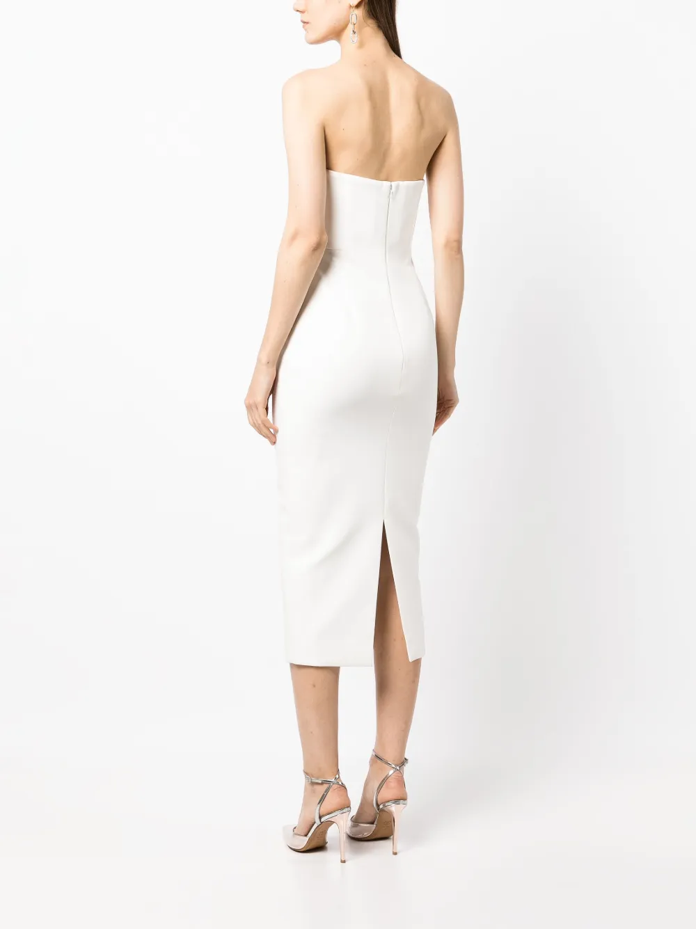 Shop Rachel Gilbert Minah Strapless Midi Dress In Weiss