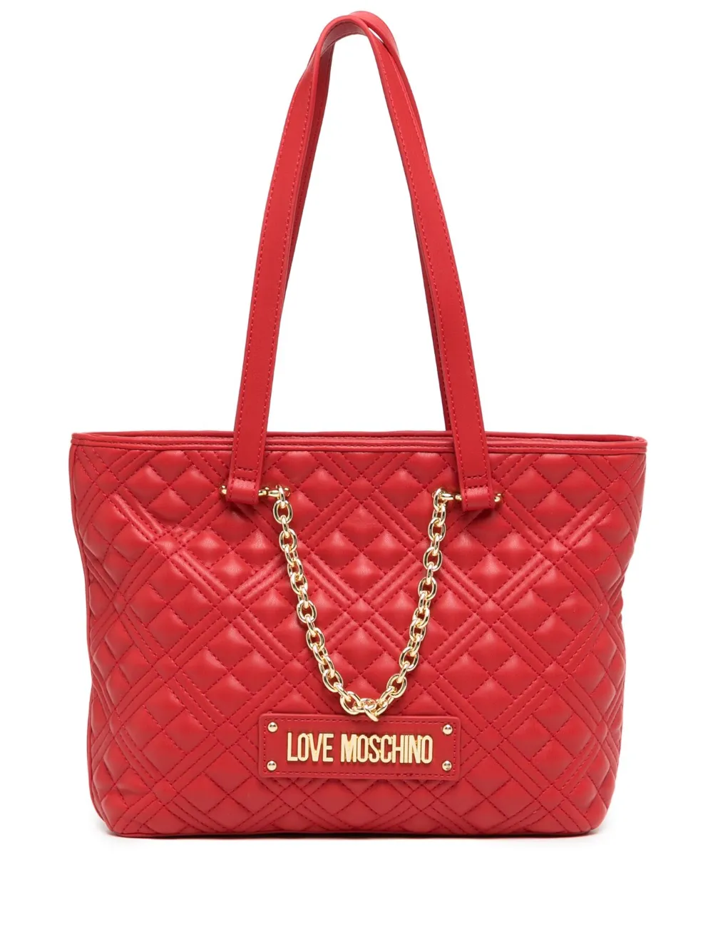 Love Moschino Chain-link Detail Faux-leather Tote Bag In Red