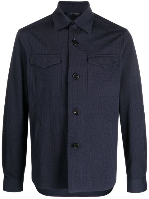 Harris Wharf London long-sleeve seersucker shirt