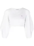 Veronique Leroy draped-sleeve cropped jersey - White