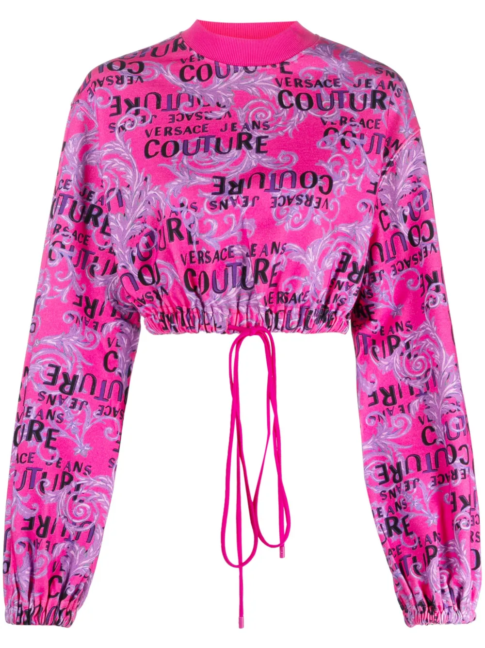 Versace Jeans Couture baroque pattern-print cropped top - Pink