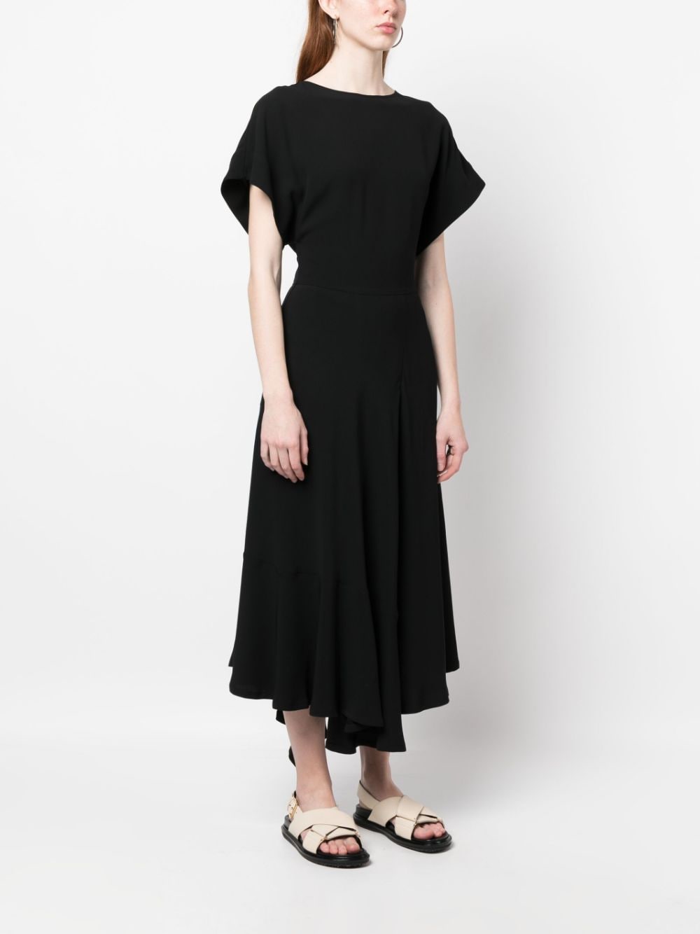 Shop Colville Pleated Silk-blend Midi Dress In Black