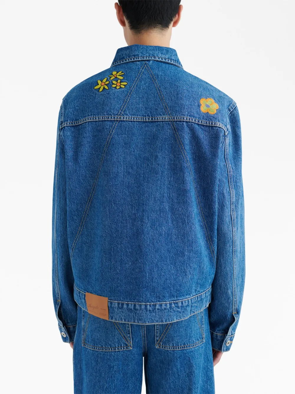 Axel Arigato Beam Embroidered Denim Jacket In Blue ModeSens