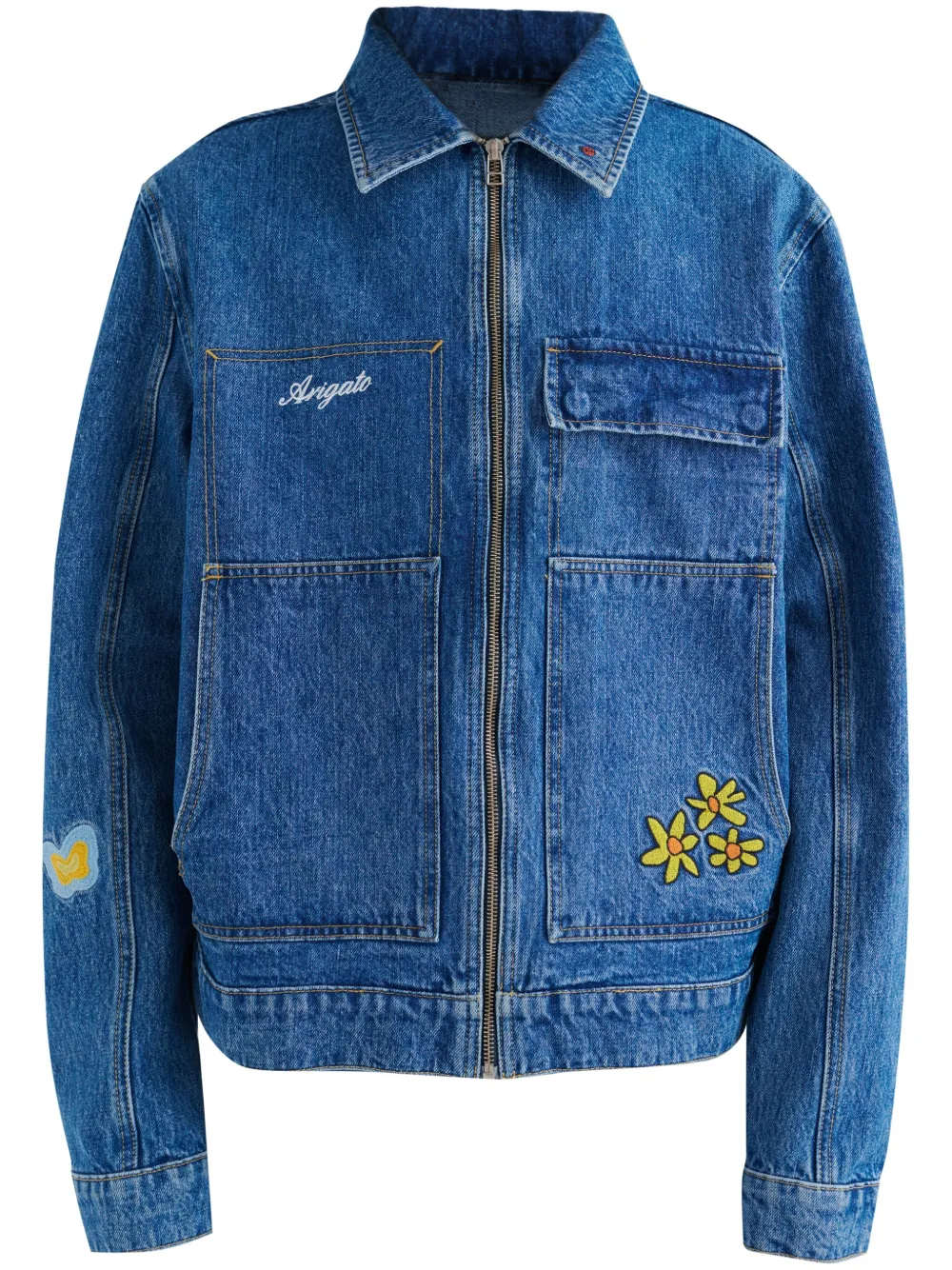 Axel Arigato Beam Embroidered Denim Jacket Farfetch